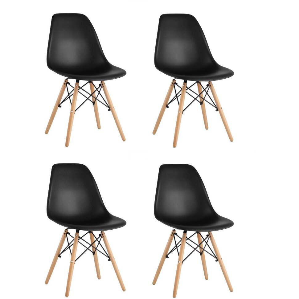Стул Eames Style DSW черный x4 (разборный каркас) 